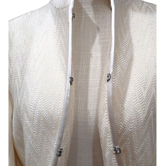 Anne Klein Women's Ivory Viscose & Wool Blend Textured Jacket Size 14 - Picture 9 of 12